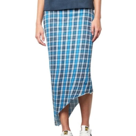Frank & Eileen Tee Lab Limited Edition Plaid Asymmetrical Maxi Skirt M - Picture 1 of 7